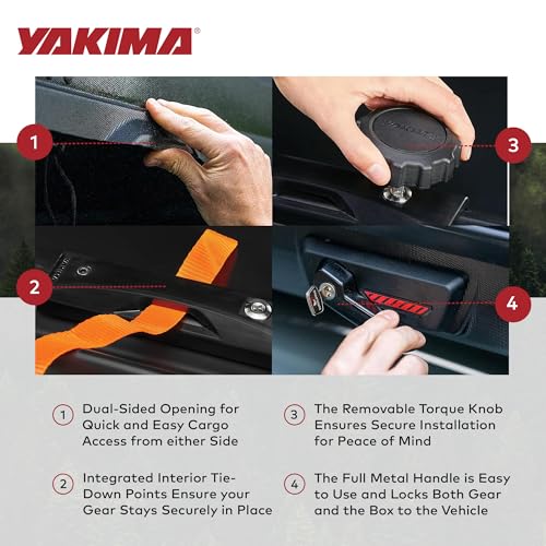 Yakima Roof Cargo Carrier, Vehicle Rooftop Hard Shell Travel Storage Box with SKS Lock, SkyBox NX XL, 18 Cubic Feet, Black
