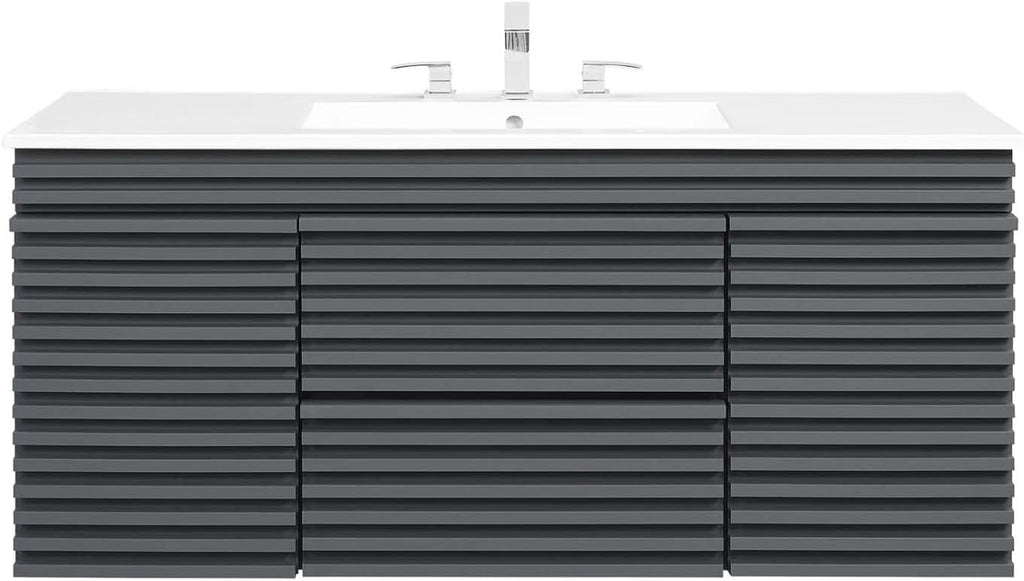 Modway Render 48 MDF and Particleboard Wall-Mount Bathroom Vanity - Gray/White