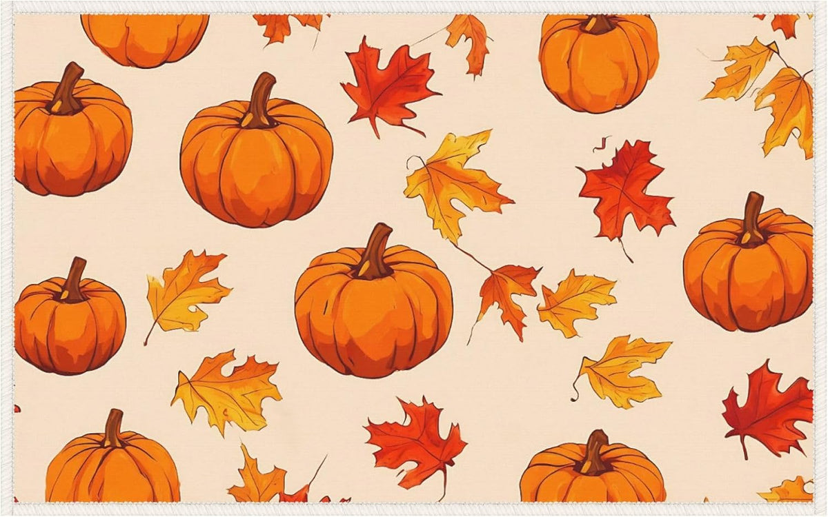 Washable Vibrant Color Fall Pretty Welcome Door Mat 19.7x31.5in - Adorable Pumpkins Entrance Mat Multifunctional Versatile Indoor Door Mat - for Backyard Garage Yard Indoor Deco