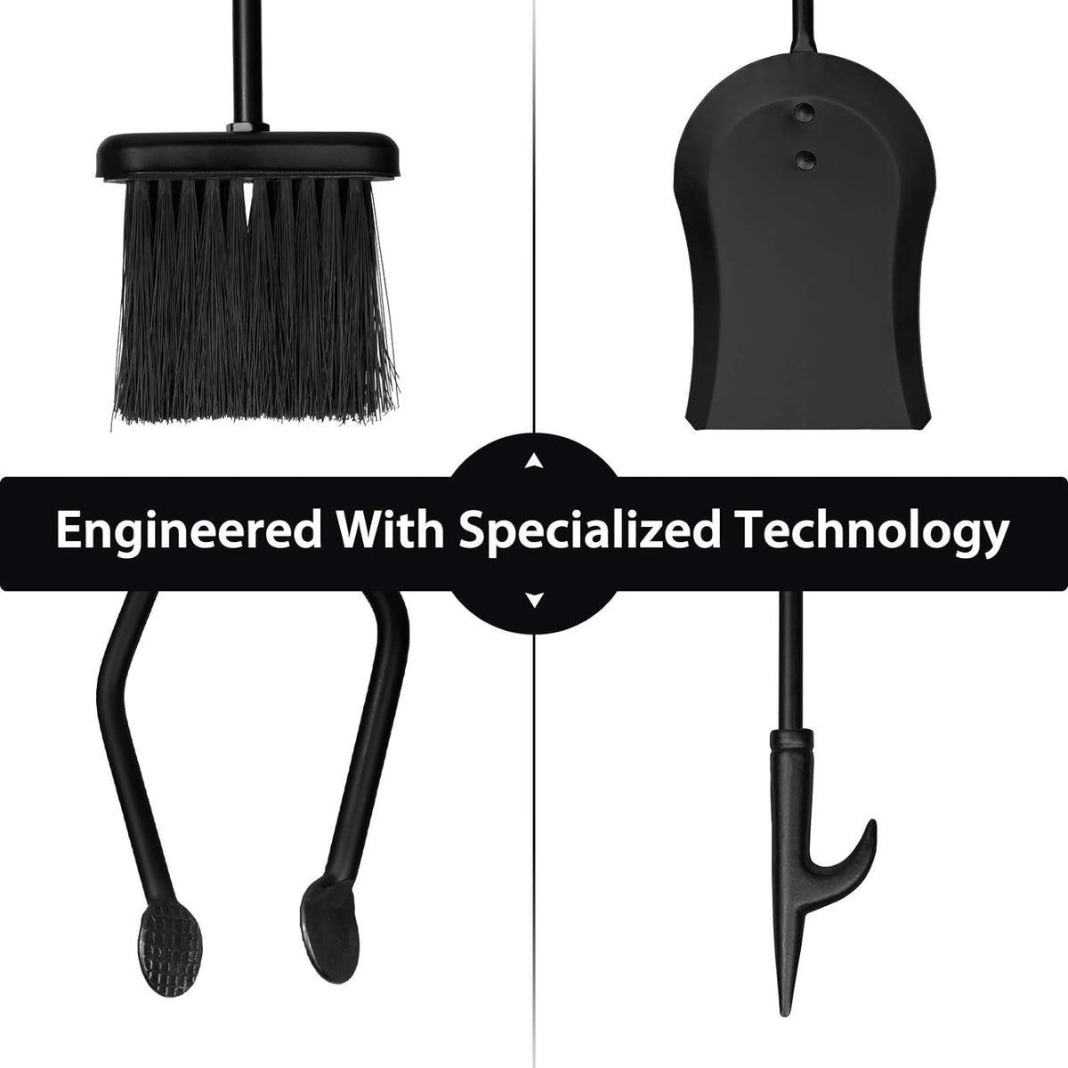 Parts & Accessories 5-Piece Fireplace Tools Set, 32 Inch Wrought Iron Fireplace Accessories Includes Fire Poker, Shovel, Brush, Tong, and Stand, Easy to Assemble
