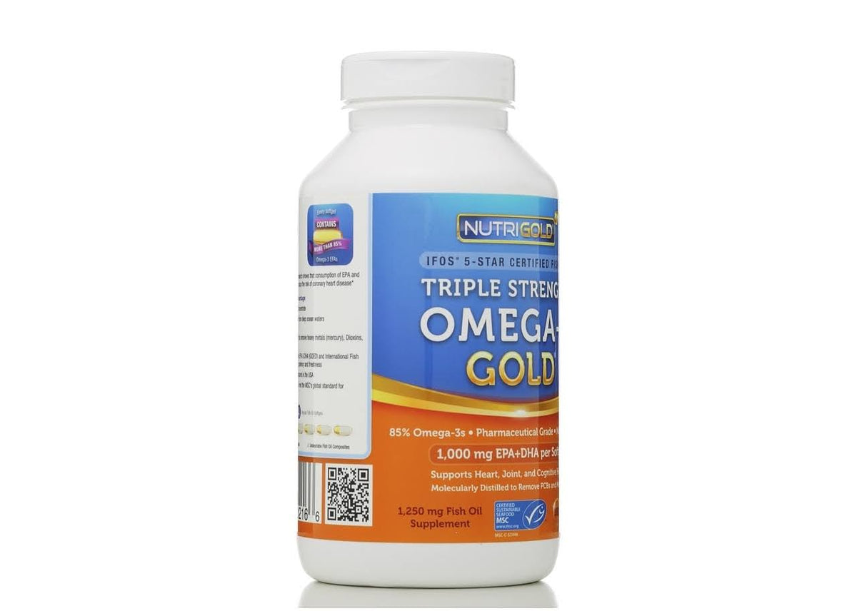NutriGold Triple Strength Omega-3 Fish Oil 180 Softgels