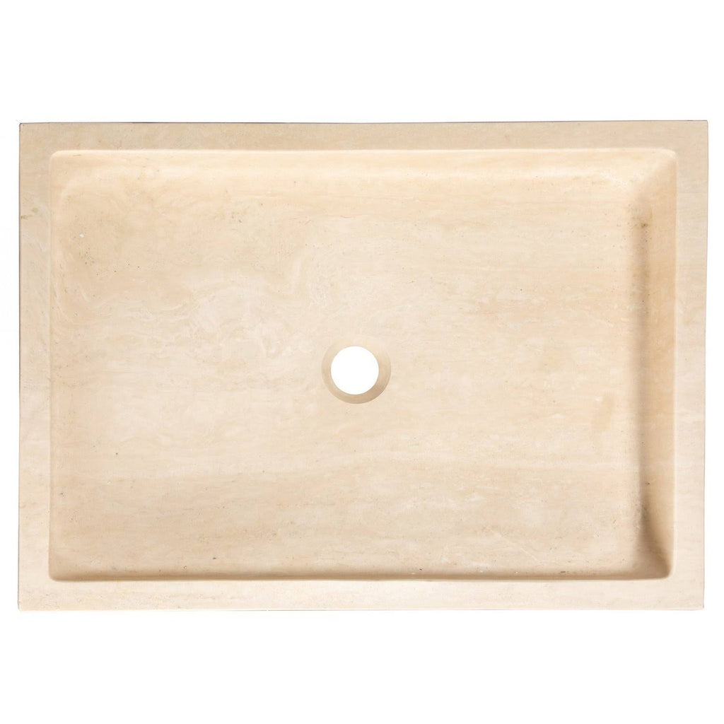 Eden Bath Rectangular Infinity Pool Sink - Honed Beige Travertine
