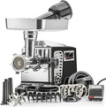 STX Turboforce IIPlatinum w/Foot Pedal Heavy Duty Electric Meat Grinder & Sausage Stuffer: 6 Grinding Plates, 3 S/S Blades, 3 Sausage Tubes, Kubbe, 2 Meat Claws, Burger-Slider Patty Maker - White
