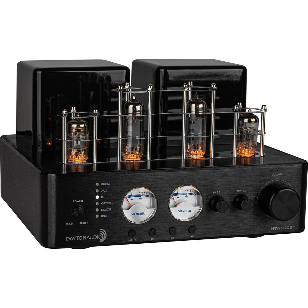 Dayton Audio HTA100BT Hybrid Stereo Tube Amplifier with Bluetooth USB AUX Phono in SUB Out 100W 2024 Best Sellers
