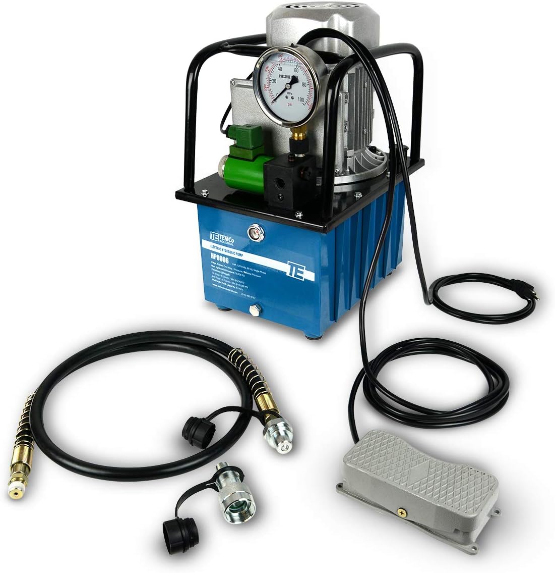 TEMCo HP0006 - Electric Hydraulic Pump Power Pack Unit 2 Stage Single Acting 110v 10k psi 488 Cubic in Capacity