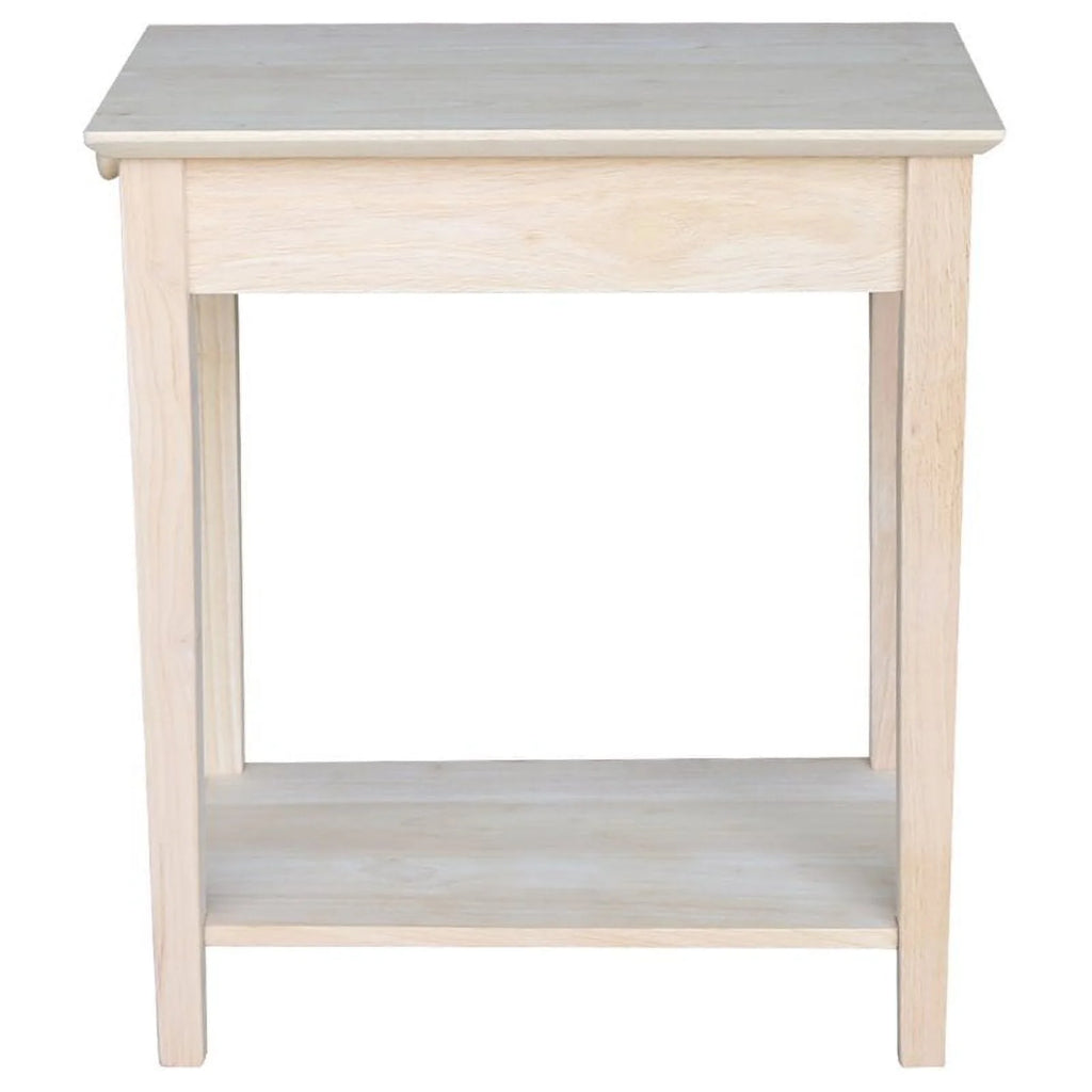 Pemberly Row 1 Drawer Transitional Wood Narrow End Table in Natural