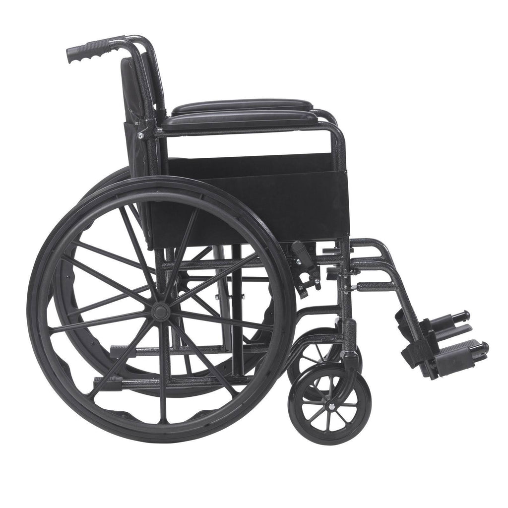 Drive Medical Silver Sport 1 Wheelchair with Full Arms and Swing Away Removable Footrest
