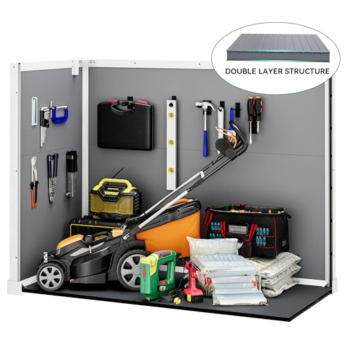 DWVO 5x3ft Resin Outdoor Storage Shed with Floor, Waterproof Lockable Storage Shed with Window, Plastic Outside Tool Storage for Garden, Backyard, Patio, Lawn, Gray