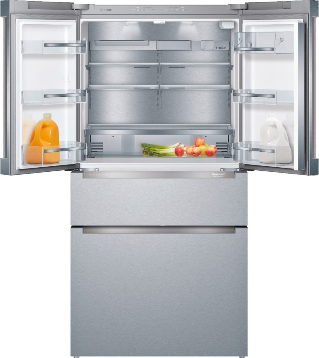 Bosch - 800 Series 20.5 Cu. Ft. 4-Door French Door Counter-Depth Smart Refrigerator - Stainless steel