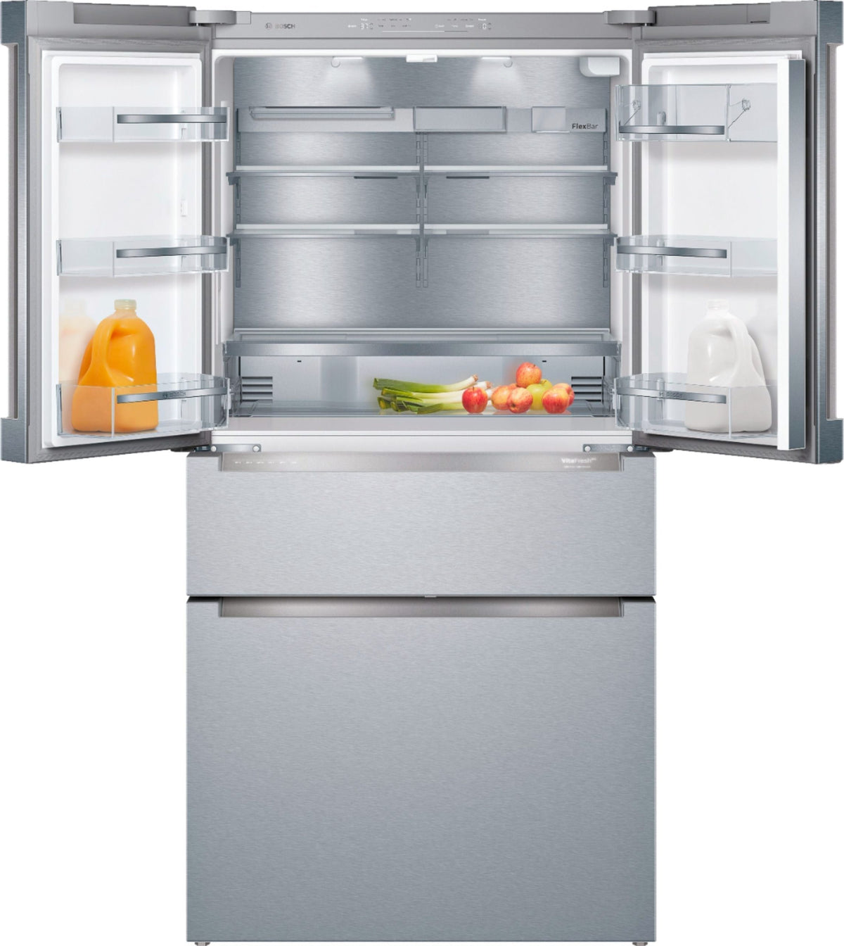 Bosch - 800 Series 20.5 Cu. Ft. 4-Door French Door Counter-Depth Smart Refrigerator - Stainless steel