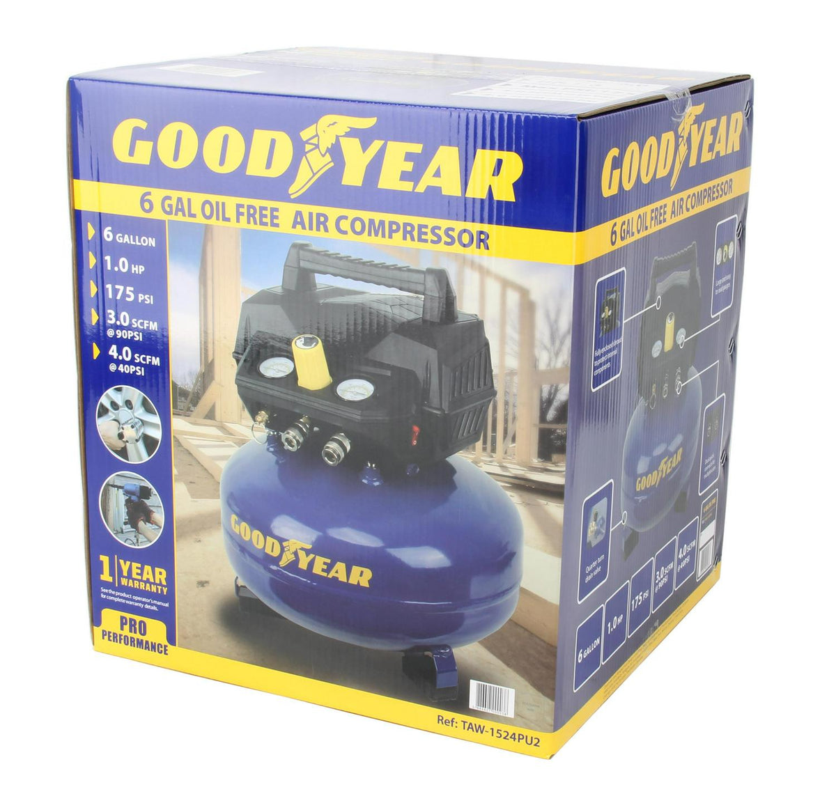 GOODYEAR 6 Gallon 175 Max Psi Portable Pancake Air Compressor?? 3.0 SCFM at 90 Psi