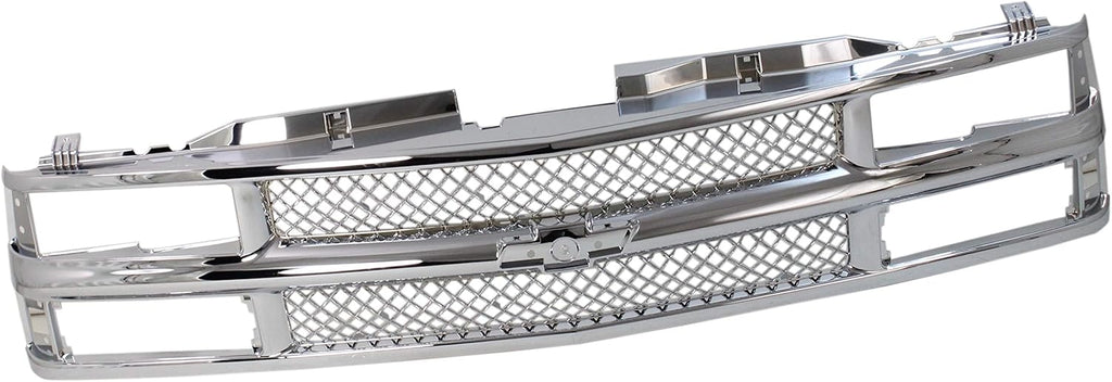 Garage-Pro Grille Assembly Compatible with CHEVROLET C/K FULL SIZE P/U 1994-2000/SUBURBAN 1994-1999 Mesh Insert All Chrome with Dual/Composite HL