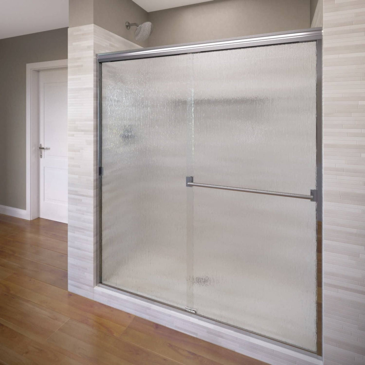 Basco 3500-44SRN Classic 64-1/2x22 High x 44x22 Wide Bypass Framed Shower Door with Silver
