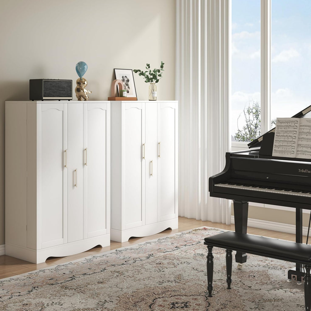 47?? Kitchen Pantry Cabinet with Drawer, Pantry Storage Cabinet with Adjustable Shelves, White Kitchen Pantry Storage Cabinet, Buffet Cupboards Sideboard for Home Office Use