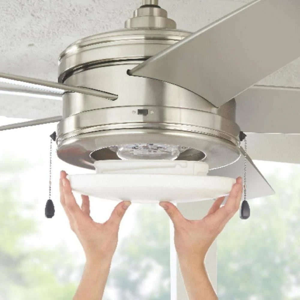 Home Decorators Portwood 60 in LED Indoor/Outdoor Brushed Nickel Ceiling Fan