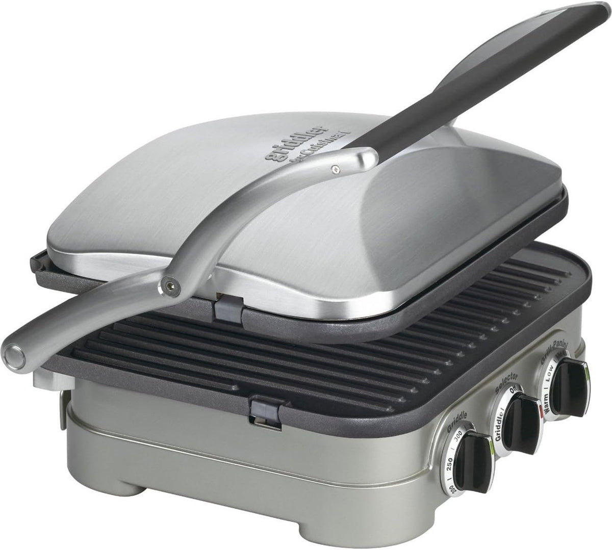 Cuisinart 5-in-1 Grill Griddler Panini Maker Bundle with Waffle Attachment (GR-4N) - Includes Grill and Waffle Plates