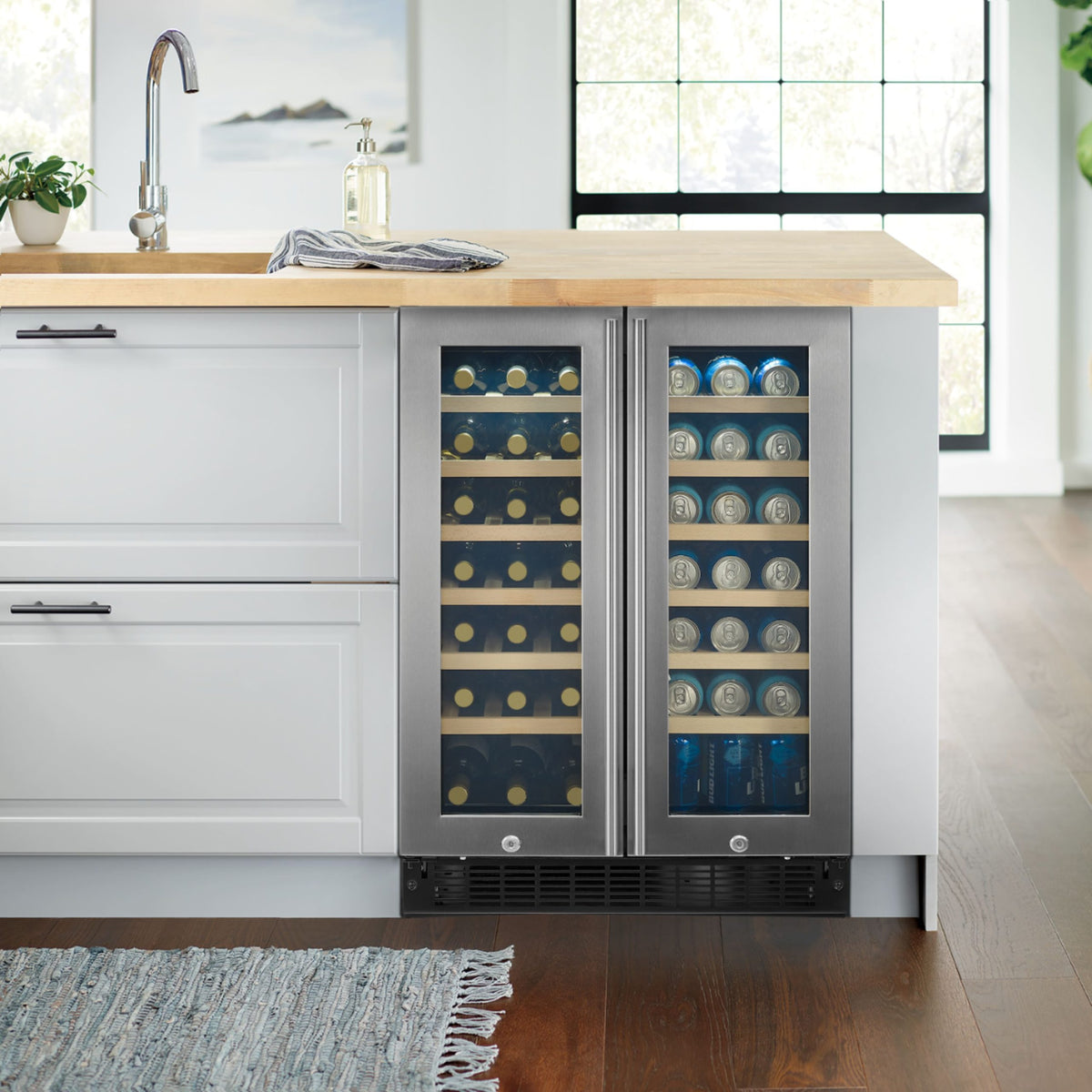 Insignia? - Dual Zone Wine and Beverage Cooler with Glass Doors - Stainless Steel