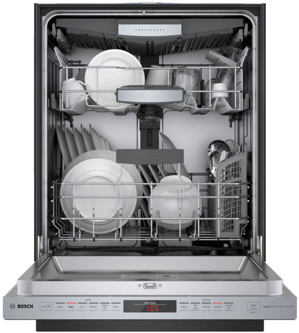 Bosch - 800 Series 24 Top Control Built-In Dishwasher with CrystalDry, Stainless Steel Tub, 3rd Rack, 42 dBa - Stainless steel