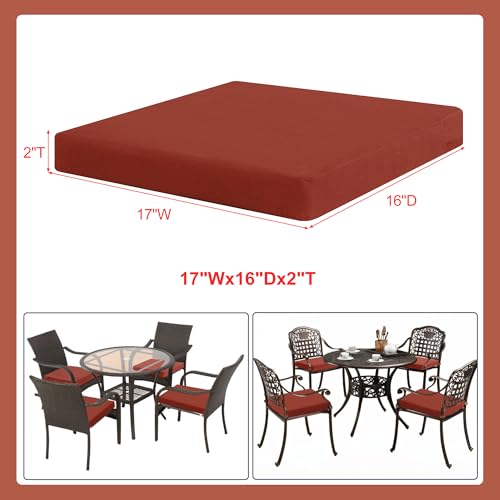 Favoyard Outdoor Chair Cushion Set of 4 Rainproof & Color Fade Resistant 19 x 19 x 2 in Square Corner Patio Furniture Cushions with Waterproof Hidden Zipper Attach Ties for Dining Table Chairs Seats