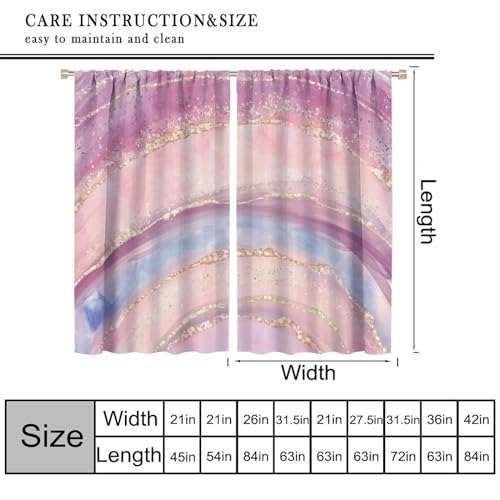 Abstract Marble Curtains,Modern Art Golden Blue Marble Blue Sea Vintage Window Treatment Curtains for Living Room,Marble Kitchen Curtains 27.5x63in,2 Panel Set