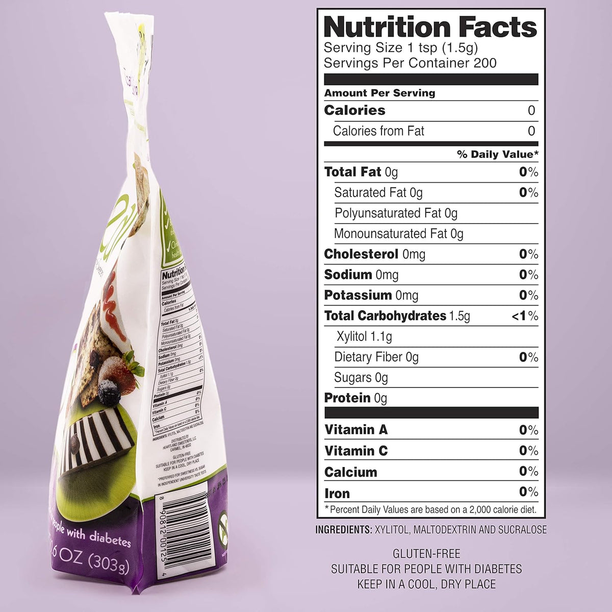 Ideal No Calorie Xylitol Sweetener: Natural, Non GMO, Keto Friendly, Bulk Granulated Sugar Substitute and Alternative, 10.6 Ounces Per Pouch - 6 Pouches 2024 Best Sellers