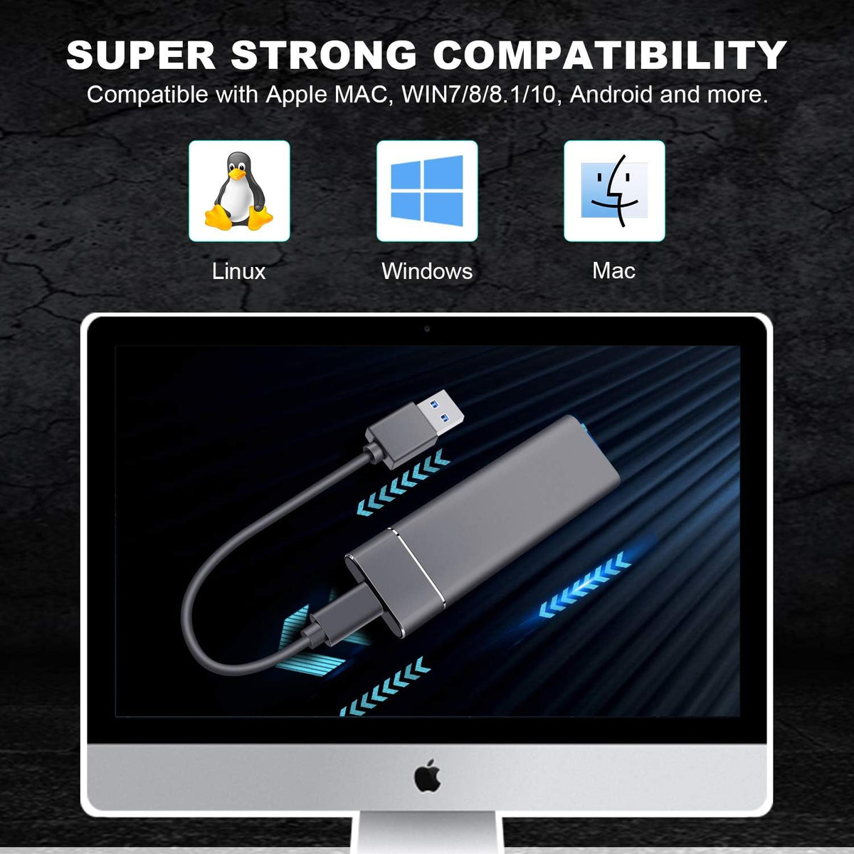 External Hard Drive Compatible for Mac, PC, Desktop, Laptop, Portable 2TB External Hard Drive, Ultra Slim Hard Drive, YSYDYPBB-05 (2TB, C-Black)