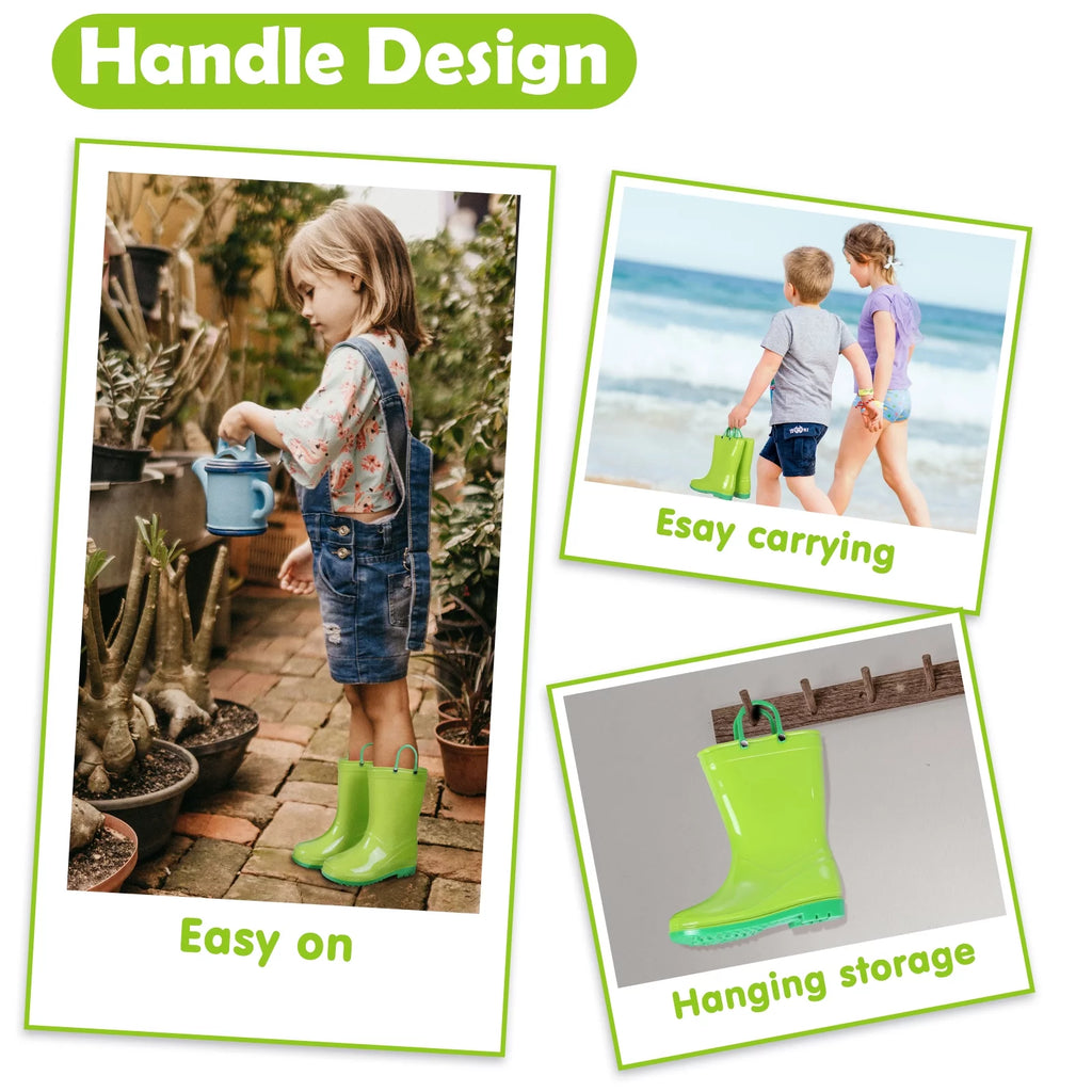 Litfun Toddler Kids Rain Boots for Boys Girls, Size 8 Toddler, Green