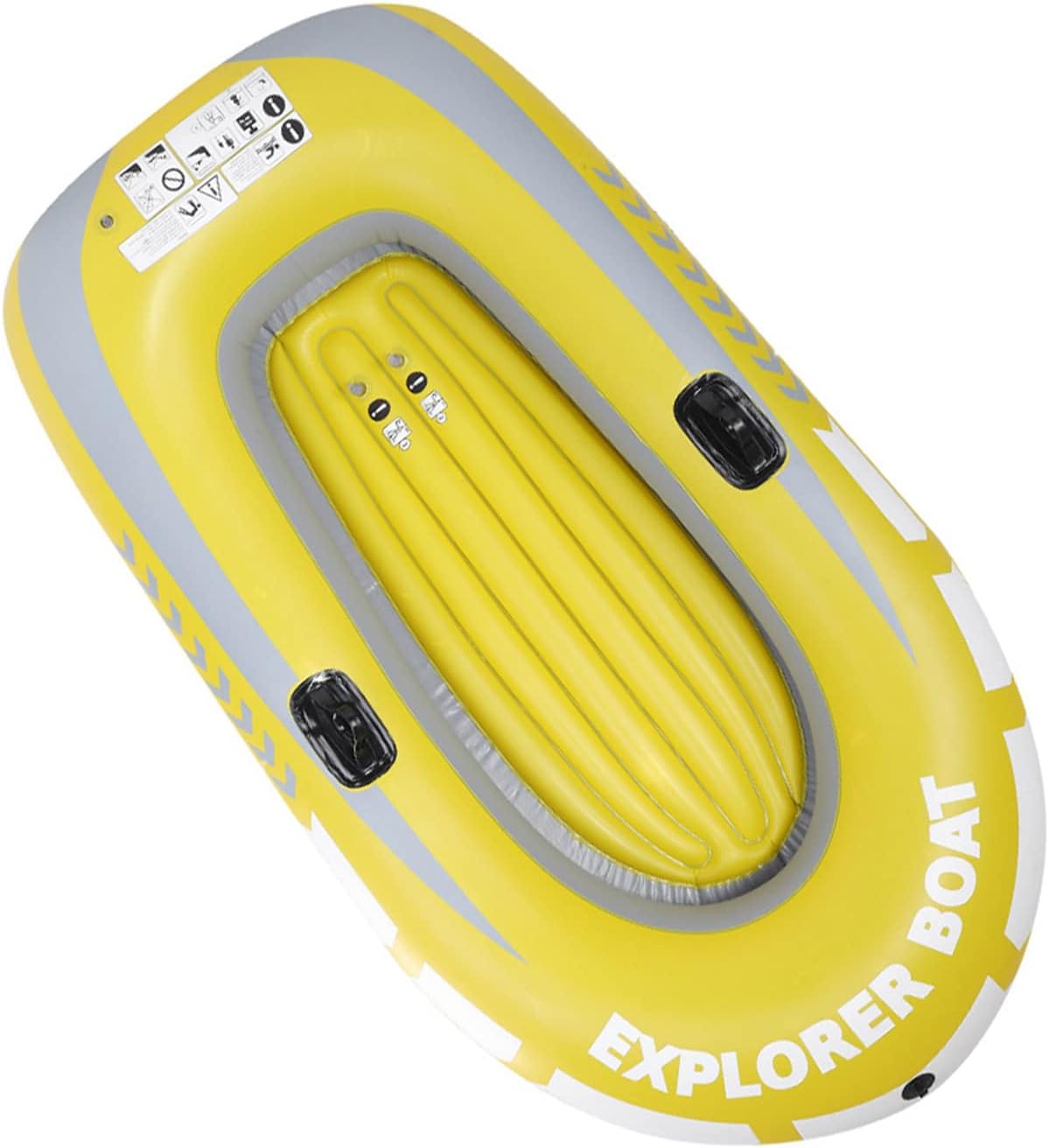 Inflatable Kayak Boat, Heavy Duty Inflatable Canoe Yellow Inflatable Kayak with Two Paddle Mounts Double Valve Design for 2 Person PVC Air Boat