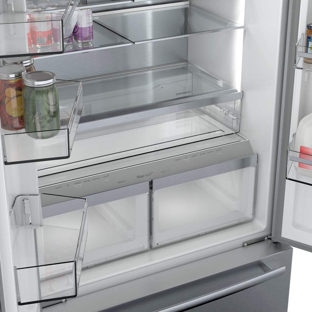 Bosch - 800 Series 21 Cu. Ft. French Door Counter-Depth Smart Refrigerator - Stainless steel