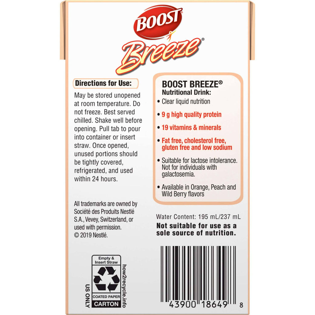 Boost Breeze, Peach 8oz, Case of 27