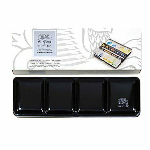 Winsor u0026 Newton : Professional Watercolour : Lightweight Metal Sketchers Box Set : 24 Half Pans