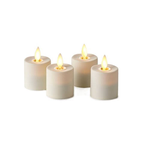 Luminara Flameless Rechargeable Tea Lights Unscented White 4 Pieces