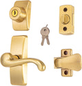 Ideal Security Door Lever with Deadbolt Lock for Storm and Screen Doors, Satin Gold