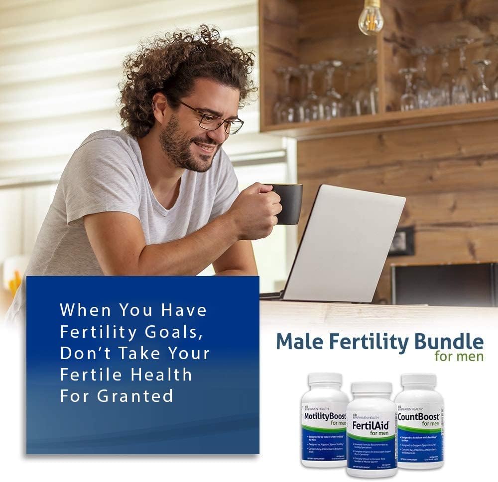 FertilAid for Men, MotilityBoost, Countboost Bundle - Male Fertility Stack with Preconception Vitamin & Fertility Formula Targets Count, Motility, Morphology, with Maca, Ashwagandha, CoQ10, Zinc