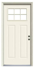 JELD-WEN 30 in. x 80 in. 6 Lite Craftsman Primed Steel Prehung Left-Hand Inswing Front Door w/Brickmould