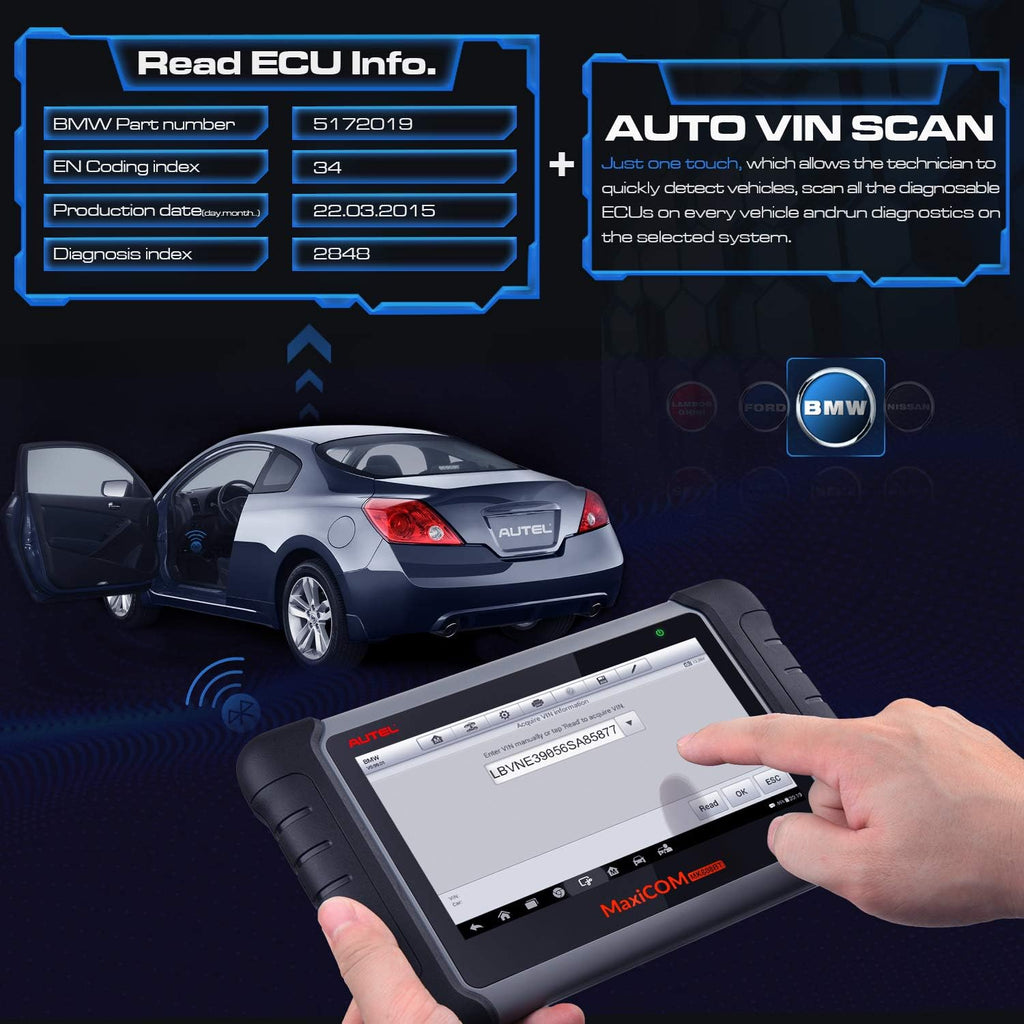 Autel MaxiCOM MK808BT Car Diagnostic Scan Tool, 2022 Newest Upgraded Ver. of MK808, MX808, All Systems Diagnosis & 28+ Services, ABS Bleed, Oil Reset, EPB, SAS, DPF, BMS, Throttle, Injector Coding