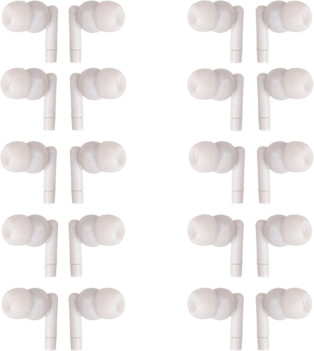JustJamz Pearl Basic White Headphones 3.5mm Disposable Earphones Bulk Earbuds for Kids and Adults 50 Pack Pack of 2