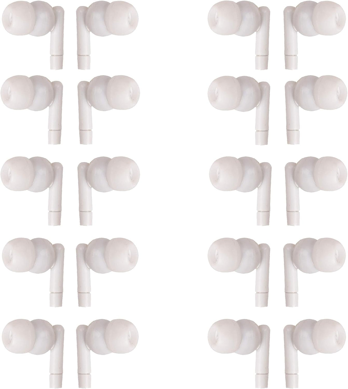 JustJamz Pearl Basic White Headphones 3.5mm Disposable Earphones Bulk Earbuds for Kids and Adults 50 Pack Pack of 2