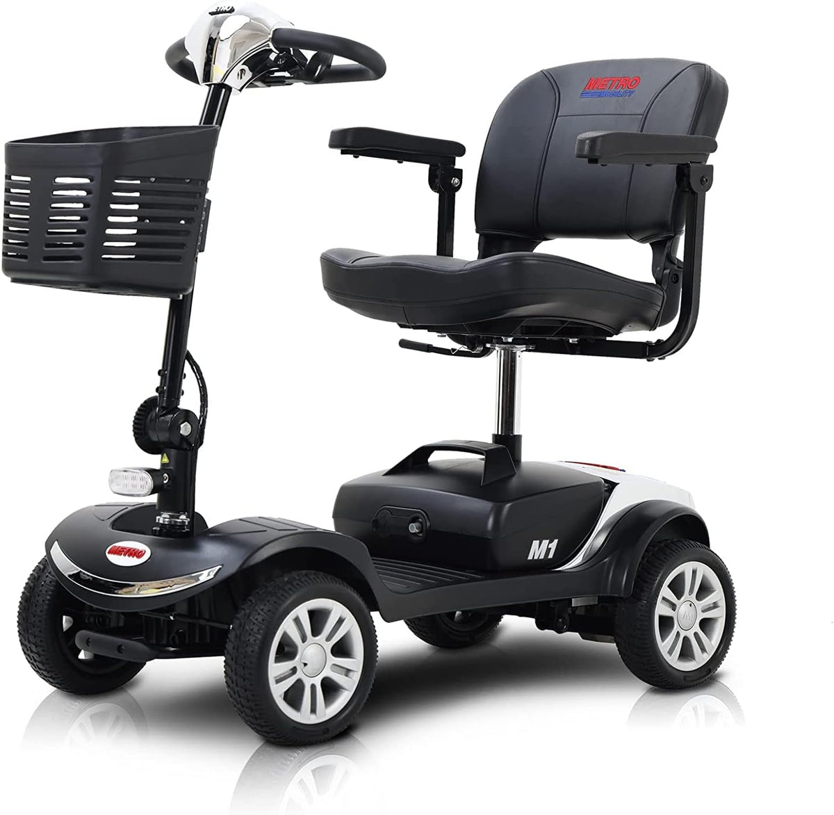 Electric Mobility Scooter for Adults and Seniors 4 Wheel Powered Mobility Scooters for Travel, Elderly - Long Range Power Extended Battery with Charger and Basket Included