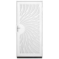 Unique Home Designs 36 in. x 80 in. Solstice White Surface Mount Steel Security Door with White Perforated Screen and Brass Hard