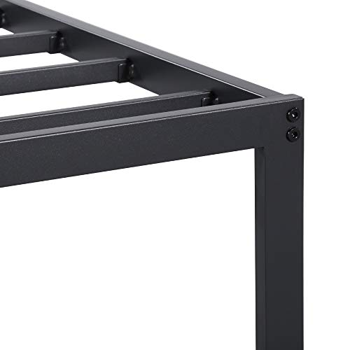PrimaSleep 18 Inch Tall Heavy Duty Steel Slat Bed Frame/Anti-Slip Support/Easy Assembly Mattress Foundation/No Noise/No Box Spring Needed/Full/Black
