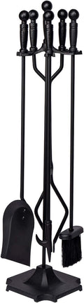 Parts & Accessories 5-Piece Fireplace Tools Set, 32 Inch Wrought Iron Fireplace Accessories Includes Fire Poker, Shovel, Brush, Tong, and Stand, Easy to Assemble