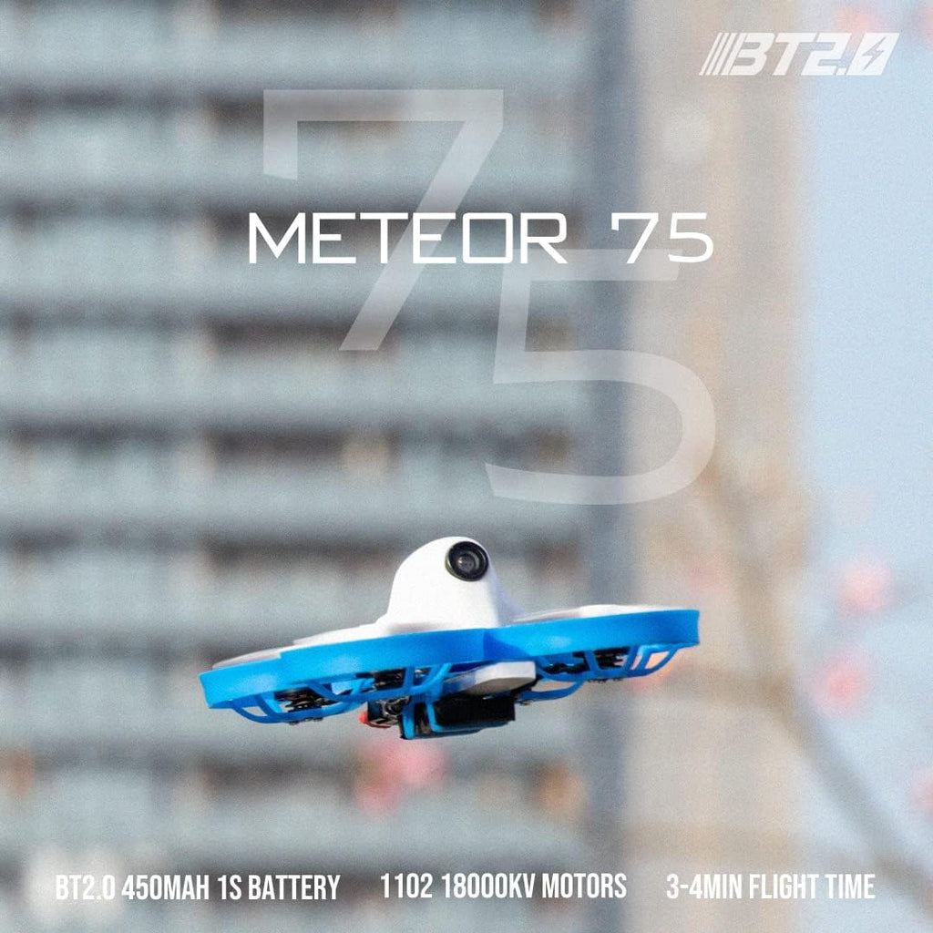BETAFPV Meteor75 1S Brushless Whoop Drone TBS Crossfire with BT2.0 Connector F4 AIO 1S FC VTX 18000KV 1102 Motor C02 Camera for Tiny Whoop Micro FPV Racing Whoop Drone Quadcopter