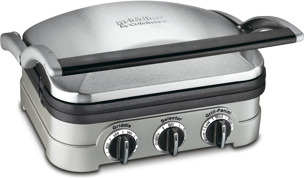 Cuisinart 5-in-1 Grill Griddler Panini Maker Bundle with Waffle Attachment (GR-4N) - Includes Grill and Waffle Plates
