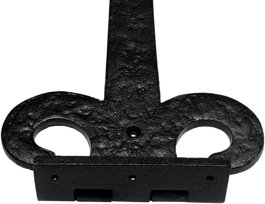 Renovators Supply Manufacturing Black Wrought Iron Door Strap Hinge 18 Long Antique Fleur De Lis Style Rust Resistant Flush Mount Door Hinges for Cabinet Or Barn Doors with Hardware Pack of 2