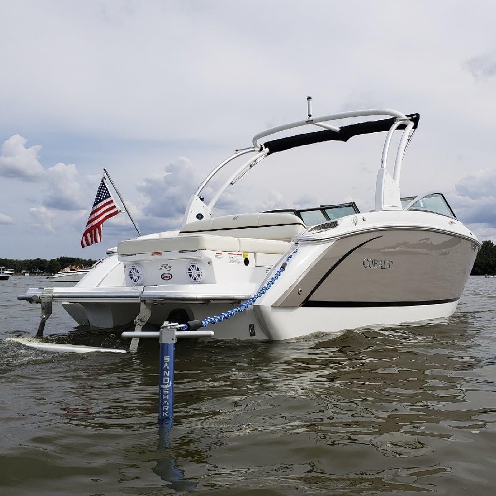 Ultimate XL Boat Sand Anchor by SandShark. Adjustable, Folds Up for Compact Storage. Screw Auger Design Holds & Protects Boats and Pontoons. Secures in Shallow Water, Beach, Sandbar w/Case