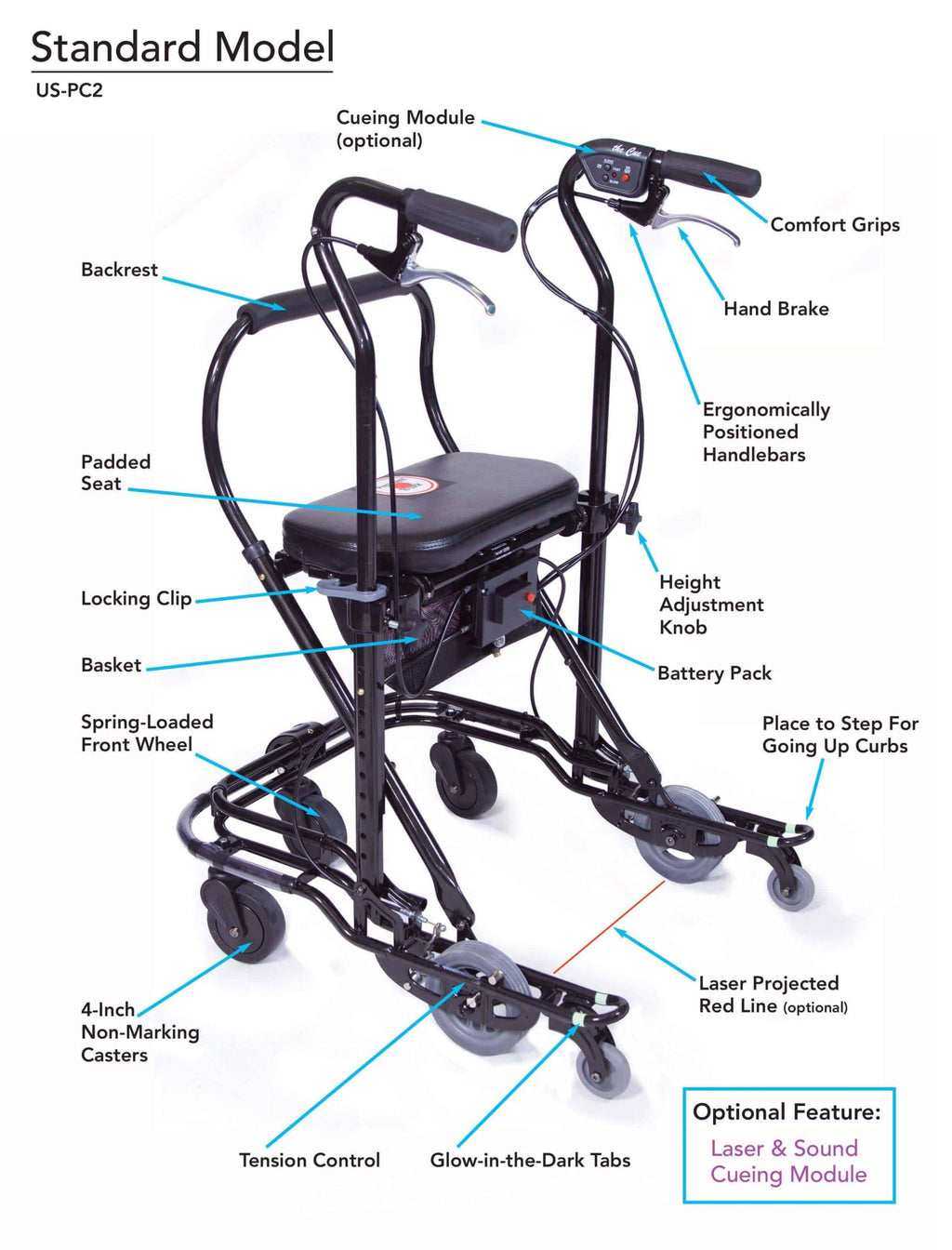 U-Step Walking Stabilizer - Walker - Standard 5-Foot 1 to 6-Foot 1