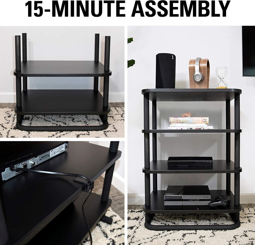 Sanus AV Media Stand with Built-in Cable Mangement & Adjustable Feet - Heavy Duty Design Holds 400lbs of Audio/Video Components - Features Simple 15-Minute Install & Includes All Hardware