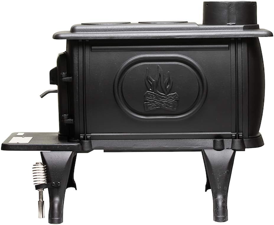 US Stove US1269E 900 Sq. Ft. Log Wood Cast Iron Stove, Black