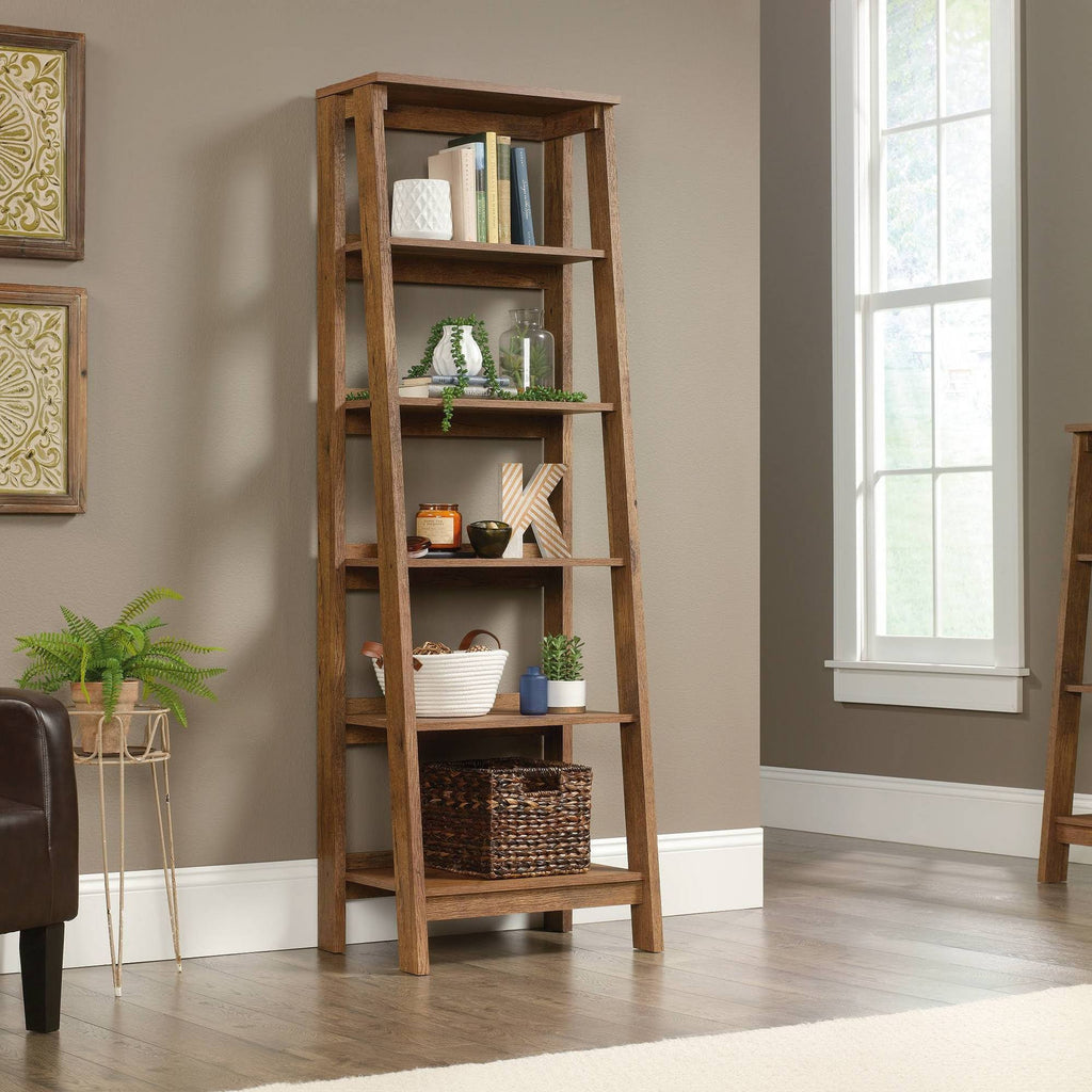 Sauder Trestle 5-Shelf Bookcase - Vintage Oak